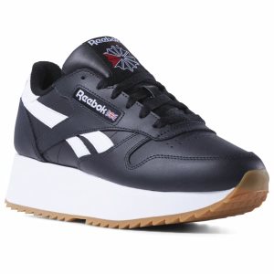 Adidasy Damskie Reebok Classic Leather Double Czarne/Białe/Czerwone PL 31DGPOU